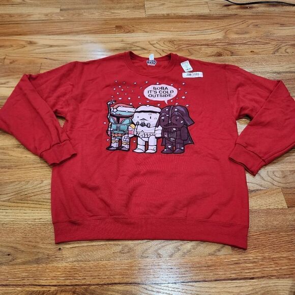 Star Wars Christmas Sweater Darth Vader Boba Fett Storm Trooper Size L Men's - Picture 1 of 4